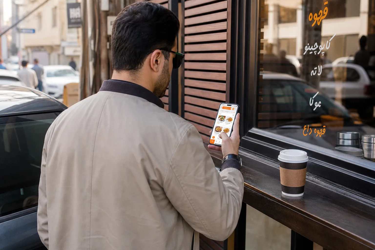 سفارش بیرونبر نزدیک خودرو از منوی دیجیتال روی گوشی